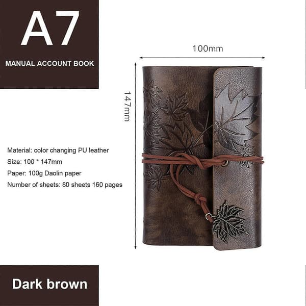 Løsblad Genopfyldelig Notesbog Letvægts Bærbar Notesbog Til Rejsende Forfattere Dark Brown A7