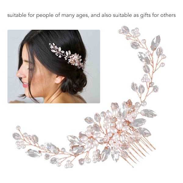 Kristallpärla Brud Hårsmycke Elegant Böjbar Pärla Hårsmycken Bröllop Hårsmycken Roséguld