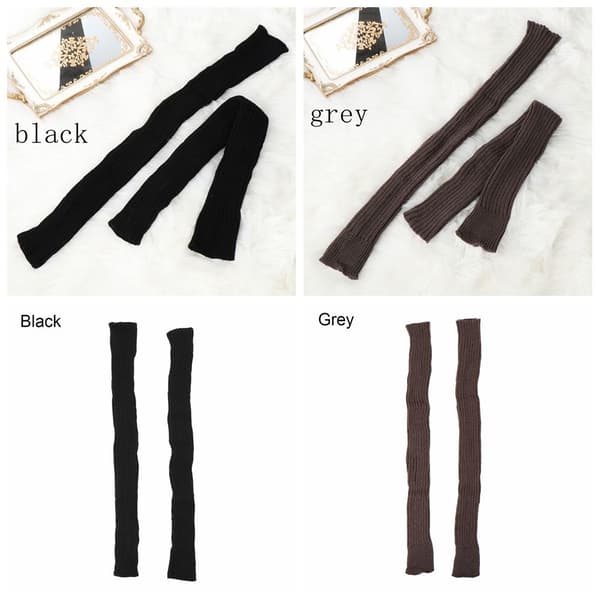 [02]Benvarmer Høje Knæstrømper Strikkede Hæklede Strømper Leggings sorte - høj kvalitet sort black