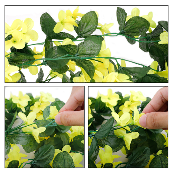 Gul Kunstig Wisteria Hængekurv med 4 Blade til Bryllup og Hjemmedekoration