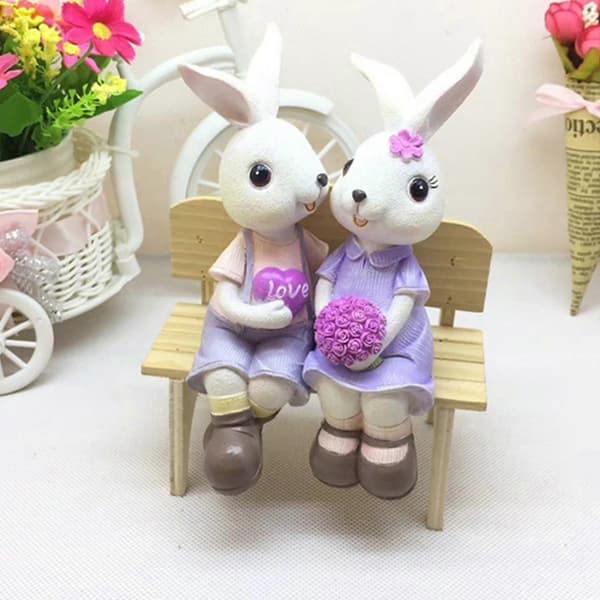 Easter Resin Rabbit Egg Easter Decorations, Spring Easter Bunny Figurine Statue, Hand-Painted Rabbit Resin Toy Easter Egg Ornaments Style1
