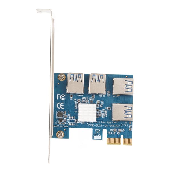 PCIe 1 til 4 Riser-kort med 4 USB 3 0-porte X4 X8 X16 grafisk interfaceadapter Blåt plug-in-design