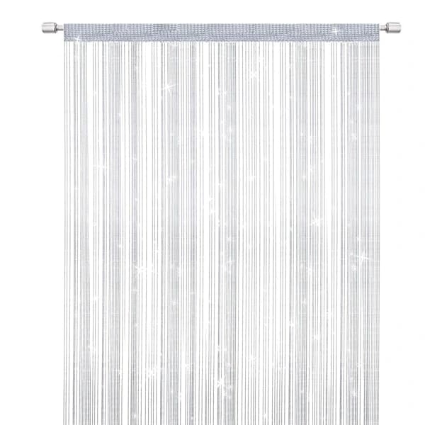 String Curtain Door Fly Screen, Polyester Tassel Room Divider for Doors and Windows Home Decor, White 100 x 200 cm