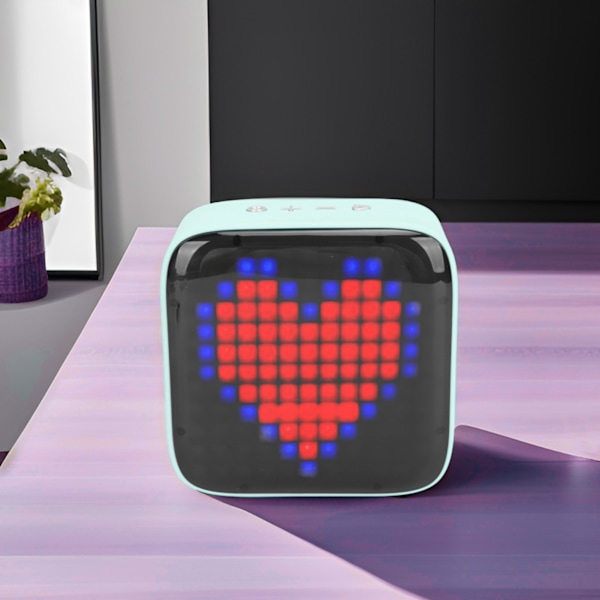 Mini Bluetooth-högtalare Retro LED Färgrik Ljus Pixel Stil Bärbar Trådlös Högtalare för Sovrum Kontor Sovsal Utomhus Grön