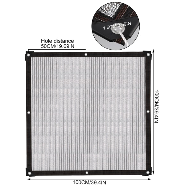 (2*3 meter) Aluminiumsfolieisolasjon solskjermingsnett med 75 % skyggegrad (Merk: Denne modellen inkluderer ikke tau, du kan montere tauet selv: