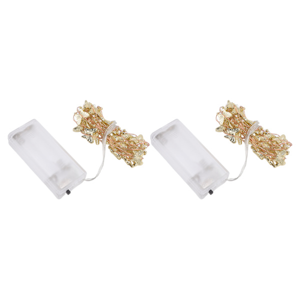2 Set Hållbara Gyllene Fjärilsstränglampor med 20 LED-Pärlor - Säkra Batteridrivna Koppar-Sagostänglampor för Thanksgiving & Semesterfirande