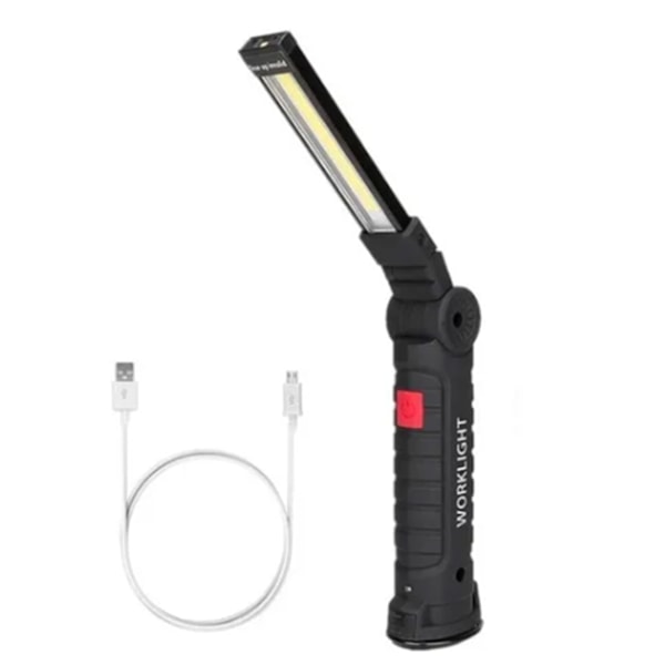 Magnetisk bas bilunderhållslampa, hopfällbar design, svängbart huvud och USB-uppladdbar LED-ficklampa