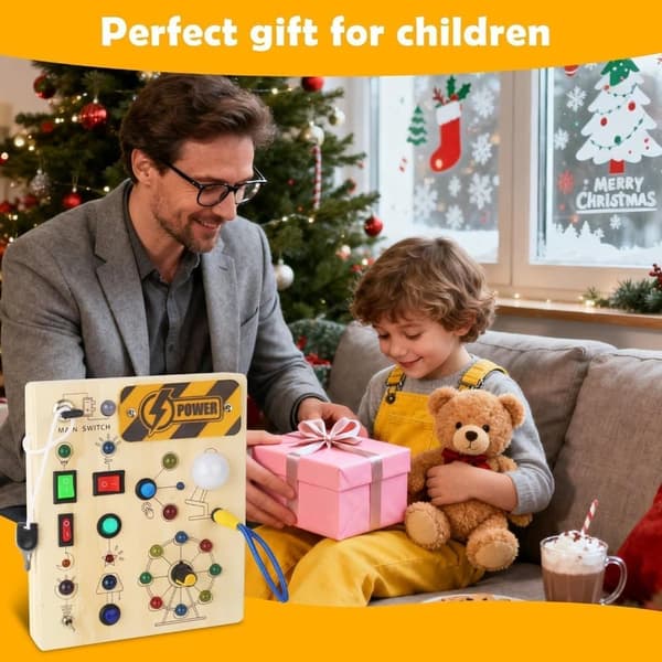 [02]Montessori Busy Board 1-4 år Leksak Trä LED Motorik Sensorisk Aktivitetsbräda Barnpresent