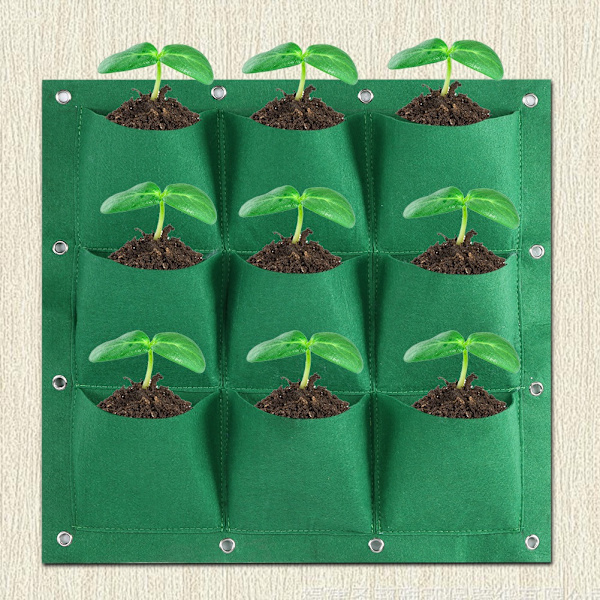 9 Taskun Vertical Greening Seinäpuutarha Kasvatuspussi Istutuslaatikko (Vihreä)
