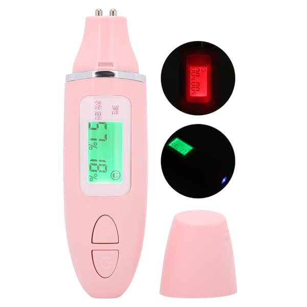 Multifunktionell LCD Hudfuktighetstestare Ansiktsvattenoljeanalysator Rosa