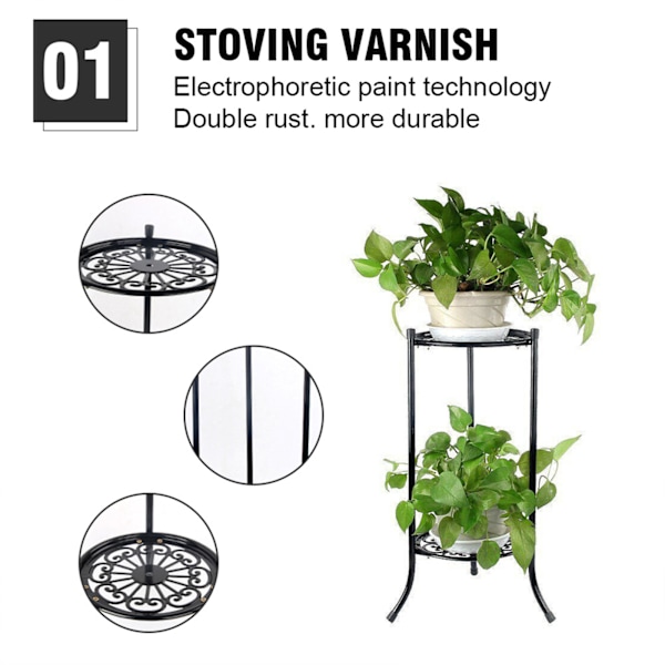 Dubbellagers blomkrukehållare i järnram för hemmet, vardagsrum, förvaring och organisation, dubbellagers järnram (material: järn)