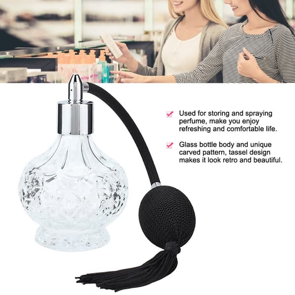 Retro Glas Parfymflaska Påfyllningsbar Tofs Tom Sprayflaska Atomizer 100ml