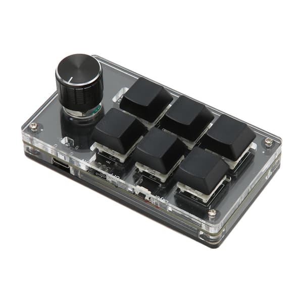 6 Key Mini Keypad Blå Switch Trådbunden Trådlös Bluetooth Dubbelläge Programmerbart Mekaniskt Tangentbord Svart