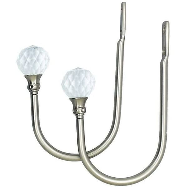Metallkroker for gardinfester, veggkroker, U-formede, 2-pakning (sølv)