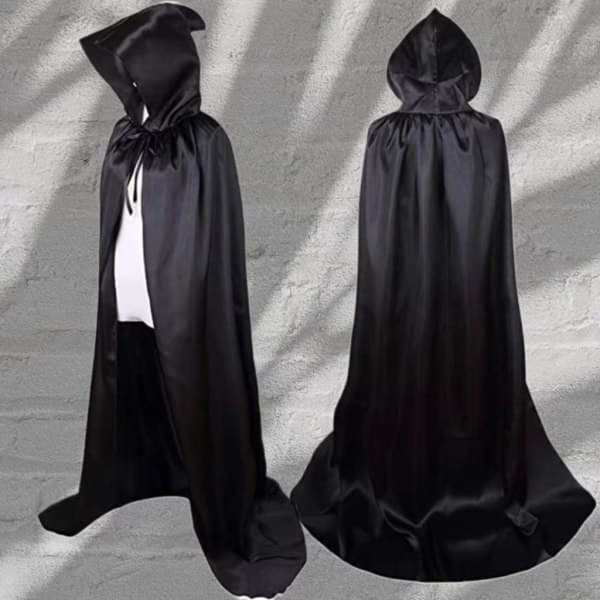 Halloween-kappe Dødens kappe vampyrhekskappe festkostume voksne børn sort kappe