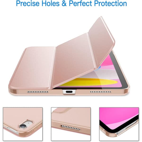 Case for iPad (A16) 11th/10th Generation (2025/2022), Slim Stand Hard Back Case Auto Wake/Sleep Function Rosa