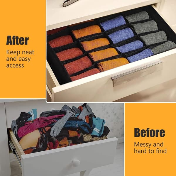 Underwear Storage Boxes - 2 pcs 24 Compartment Drawer Organizer Bra Socks Foldable Drawer Divider for Wardrobe Foldable for Underwear, Bras, Socks,_yu