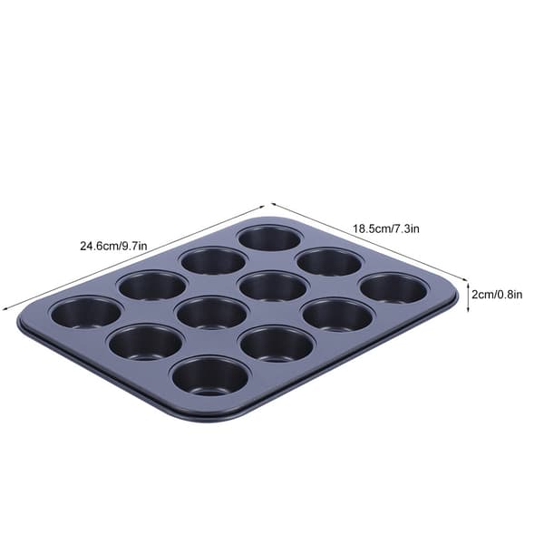 12 kopper non-stick muffinform rund kageform sort køkkenbageværktøj