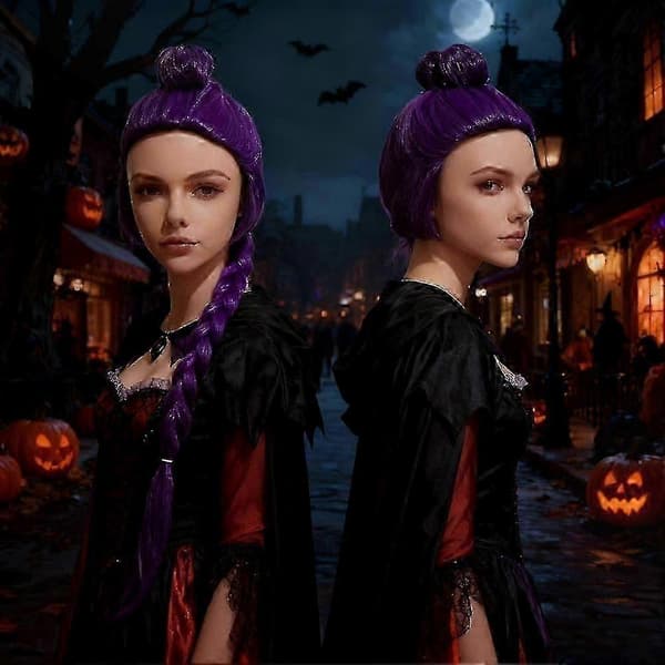 Lång lila flätad peruk för barnflickor, RUMI Cosplay-peruk med flätor, Halloween-kostymperuk Red 1pcs