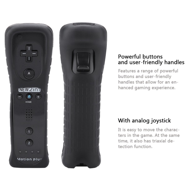 Somatosensorisk Spillhåndtak Kontroller Gamepad Bygget Inn Akselerator For Nintendo Wii WiiU (Svart)