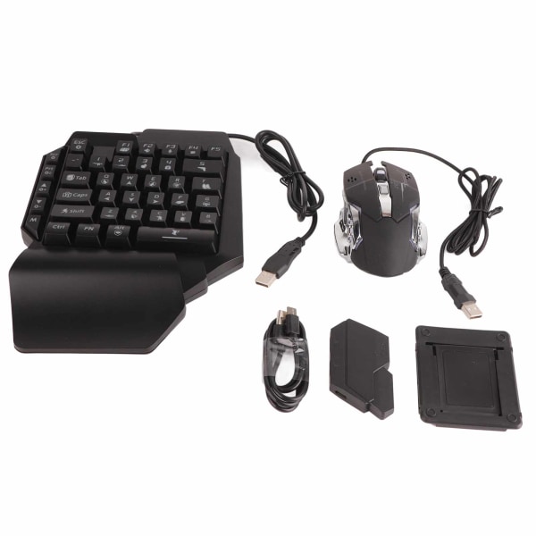 Bærbar Mini Gaming Tastatur Mus USB RGB Håndleddsstøtte Halvhånd 35 Taster Tastaturmus med Converter for Android for IOS