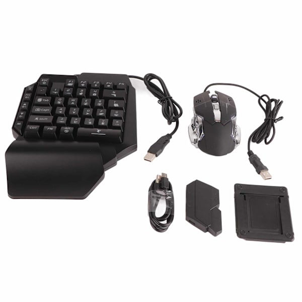 Portabel Mini Speltangentbord Mus USB RGB Handledsstöd Halv Hand 35 Tangenter Tangentbord Mus med Konverterare för Android för IOS