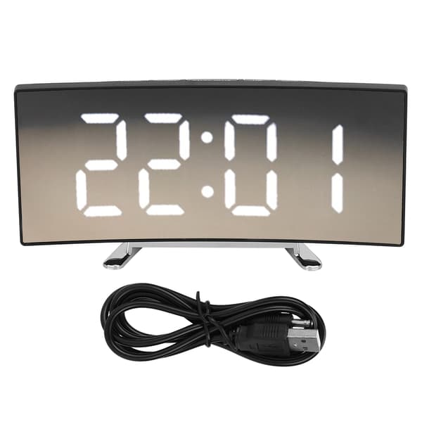 Modern LED Tyst Väckarklocka med Stor Vit Display