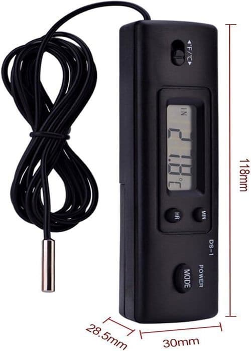Digital LCD-termometer för mätning av temperatur och luftfuktighet, trådbunden probsensor för kylskåp, akvarium, luftkonditionering