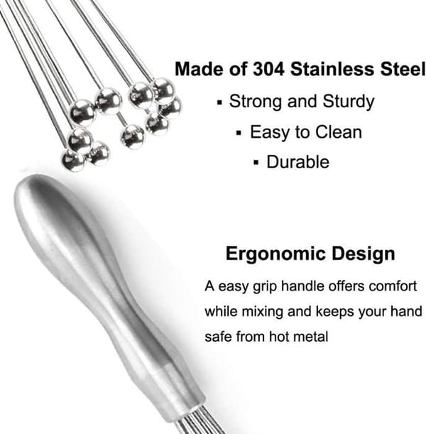 25 cm Eggvisp, Rustfritt Stål Visp, Eggebatter, Manuell Mikser for Sauser, Krem, Egg