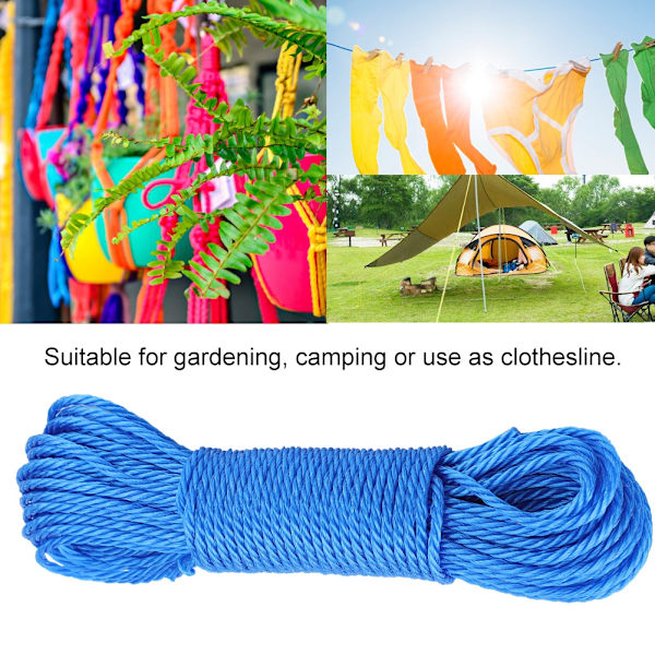 20m Nylon Reb/Line/Snøre Tøjline Have Camping Udendørs (Blå)