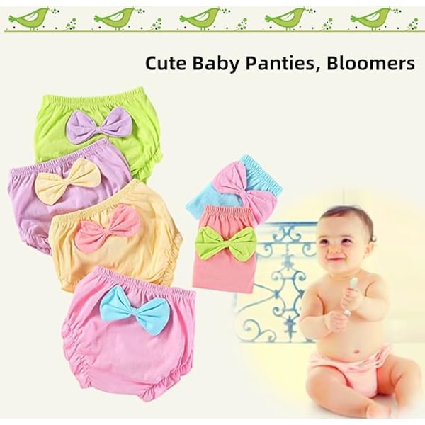 Bow Knot bleietrekk - Baby Bloomers, Småbarn jenter bleietrekk, bomullstruser (5 stykker, tilfeldig farge, 0-1 år gammel)