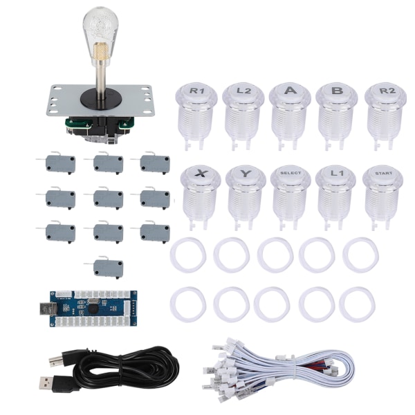822B Enkelt DIY Arcade Joystick Tilbehørsett for Arkadespill / Kampspill Hjemmespill USB-sett i Amerikansk Stil (Transparent)