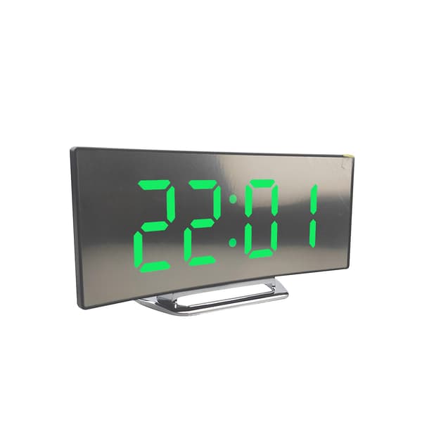 Digital klocka stor display multifunktionell LED elektrisk väckarklocka spegelyta för hemmet Green