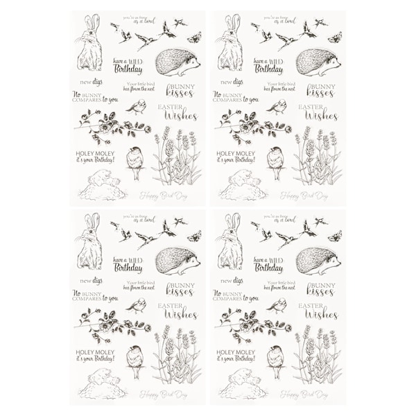 Sett med 4 klare TPR-stempel for DIY-preging og scrapbooking-prosjekter
