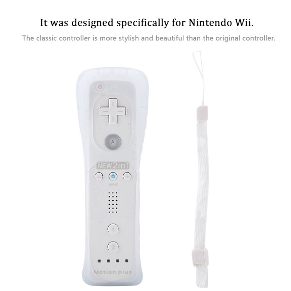 Somatosensorisk Spillhåndtak Kontroller Gamepad Bygget Inn Akselerator For Nintendo Wii WiiU (Hvit)