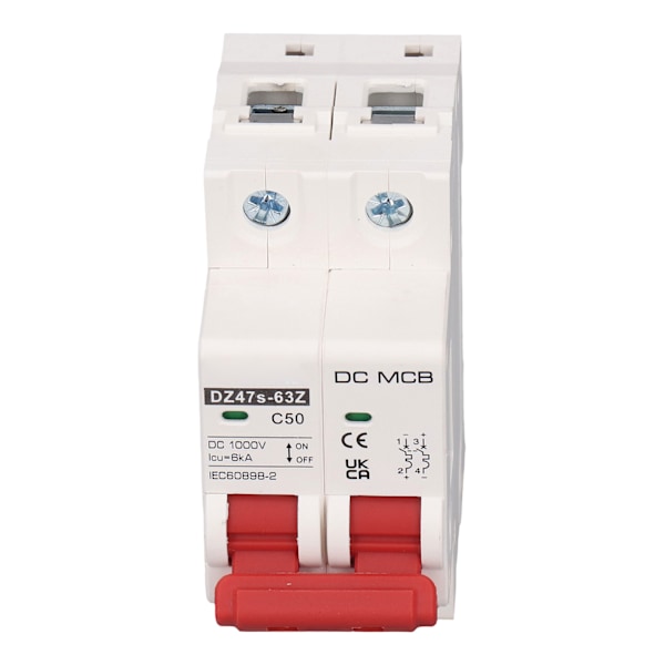 SG DC Miniatyrbrytare 2P 50A DC1000V, 6000A Brytkapacitet, DIN-skena Montering för Solcellssystem - Modell DZ47s 63Z C50