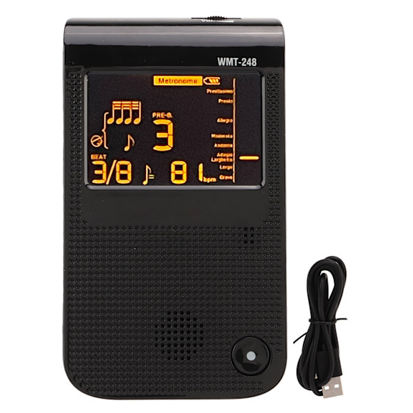 Metronom-Stemmer 3 i 1 USB Genopladelig Universal Digital Metronom-Stemmer Tone Generator til Alle Instrumenter Sort