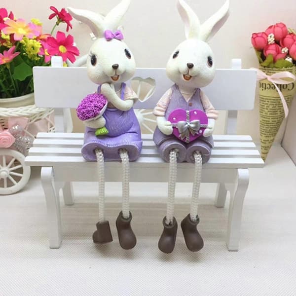 Easter Resin Rabbit Egg Easter Decorations, Spring Easter Bunny Figurine Statue, Hand-Painted Rabbit Resin Toy Easter Egg Ornaments Style1
