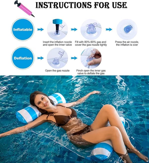 [02]2-pack Pool Hammock Water Hammock for Adults, Relaxing Pool Chairs Inflatable Hammock Inflatable Pool Floats