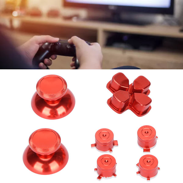 Kontrollknapp Joystick-tangent Aluminiumlegering ABXY-knappar för Playstation5-kontroll Röd