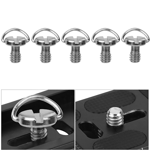 5 st 1/4\" Kameraskruvar för Snabbkopplingsplatta - Vikbar C-Ring Adapter för Stativ & Monopod