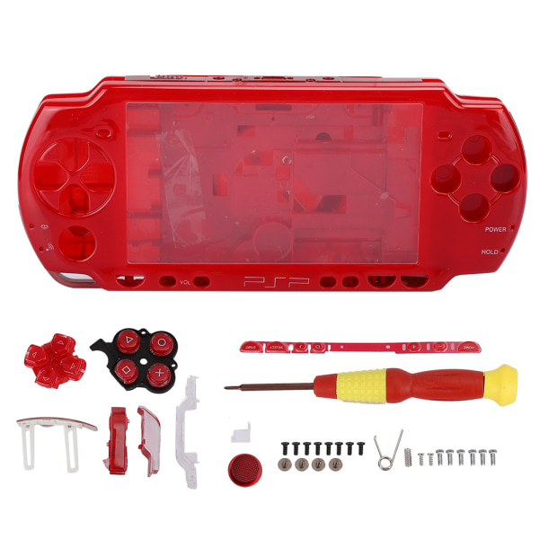 Ersättande ABS-material Värd-spelkonsolskal med skruvmejsel för PSP2000-konsol Röd