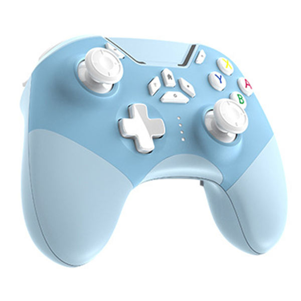 Bluetooth Spilcontroller Multifunktionel Trådløs Gamepad med Strømvisning til Switch PC Telefon Tablet TV Blå