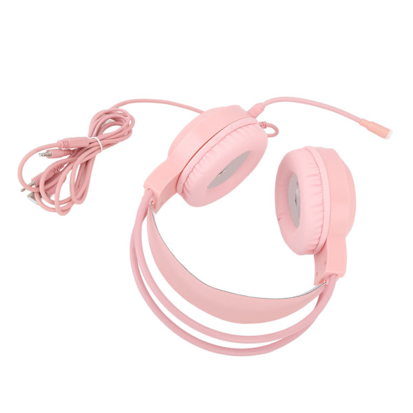 Gaming Headset RGB Belysning 7.1 Kanals Surround Sound USB og 3.5mm Dobbelt Jack Kabelforbundet Gaming Hovedtelefon til PC Konsol Laptop Pink