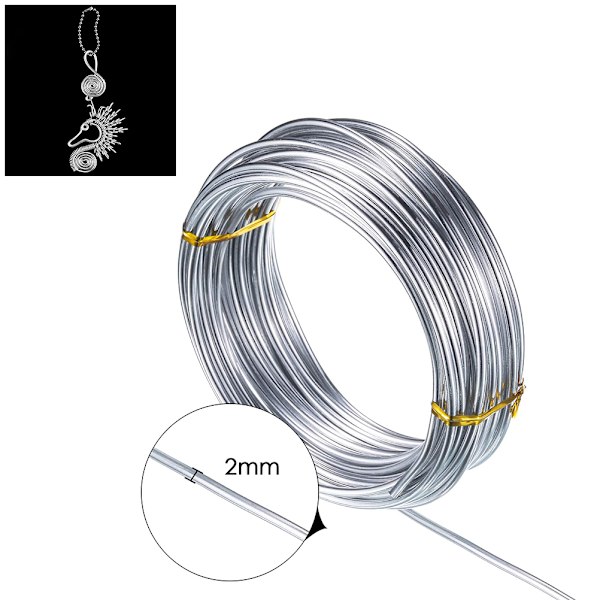 1 rulle 2,0 mm * 10 m håndlavet DIY flettet aluminiumsledning sølv