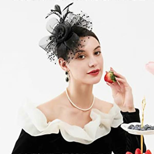 【bt02】Cocktailhat, Fjerhårpynt