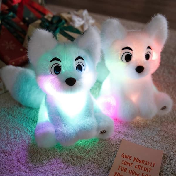 【02】Glow Fox Lysende Tøjdyr LED Natlys Ræv Blødt Plyslegetøj Blue Fox