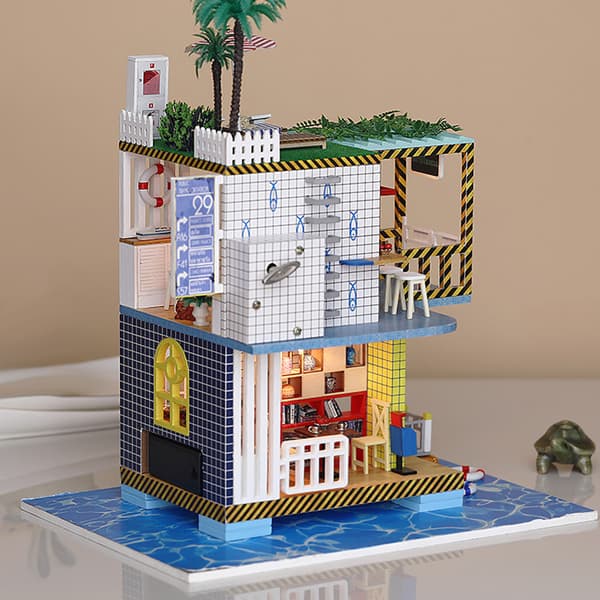 DIY Miniaturhus Legetøj Håndværk Simulation Møbler Samling Model Gave K-038 Lille Hus Standard