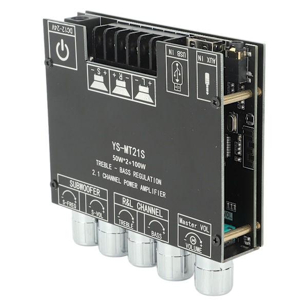 Digital lydforsterkermodul 2.1 kanaler DC 12‑24V Bluetooth forsterkerkort for butikk hjemmekinohøyttalere