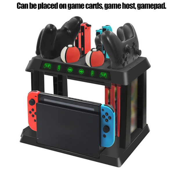 Multifunksjons ABS Laderbase Spillkort Oppbevaringsbrakett Holder for Switch
